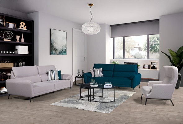 Stijlvolle woonkamer zit set 2x 3-zits banken fauteuil 3-delige set