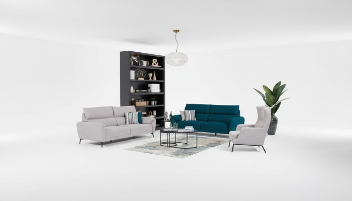 Stijlvolle woonkamer zit set 2x 3-zits banken fauteuil 3-delige set