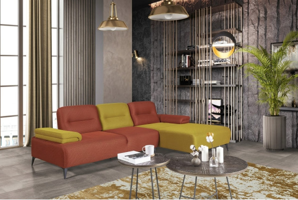 Tweekleurige L-vormige hoekbank Designer woonkamer bank Moderne bankstellen