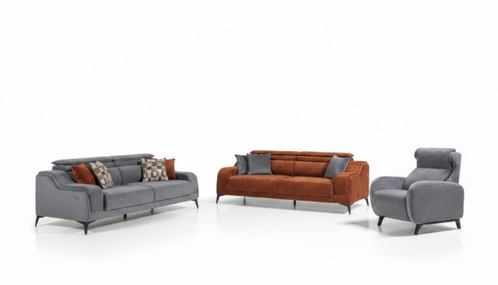 Grijze-oranje woonkamer zitmeubels Exclusieve 3-zits luxe fauteuil