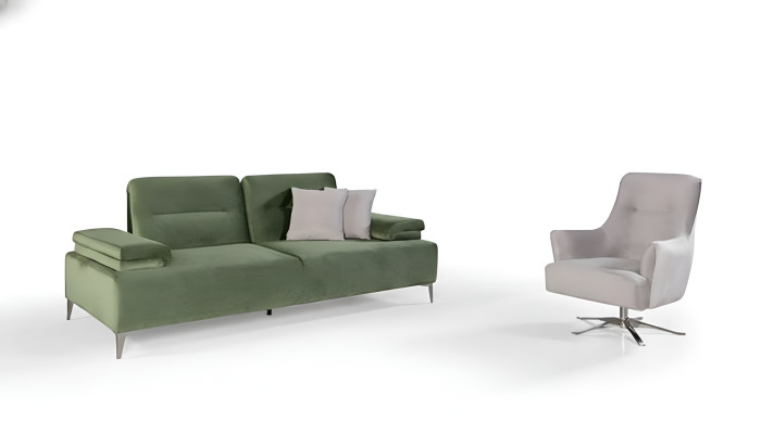 Groen-witte woonkamer zithoek 3-zits bankfauteuil luxe bank