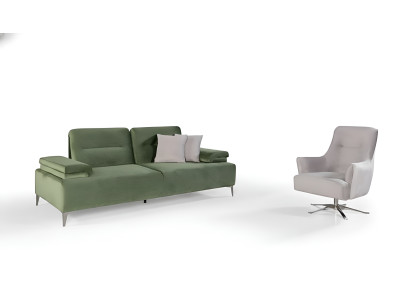 Groen-witte woonkamer zithoek 3-zits bankfauteuil luxe bank