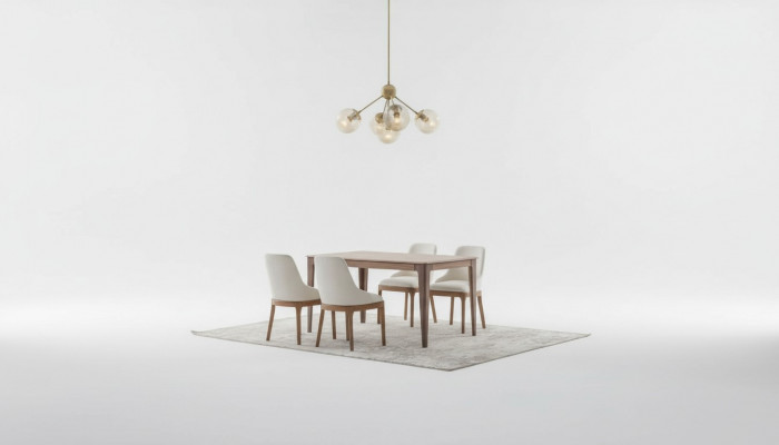 Luxe eetkamerset Rechthoekige eettafel 6x stoffen stoelen 9-delig