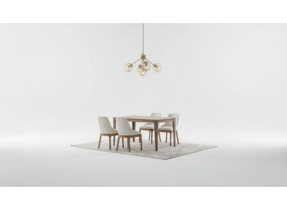 Luxe eetkamerset Rechthoekige eettafel 6x stoffen stoelen 9-delig