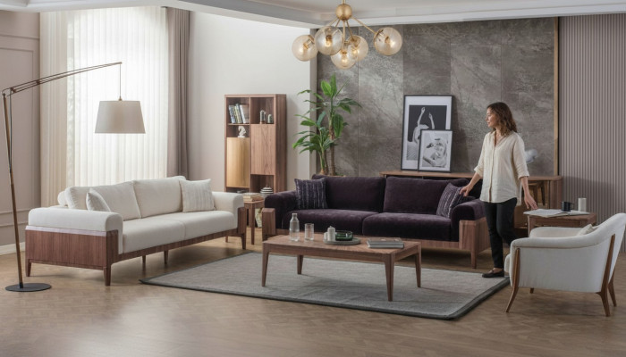 Meerkleurige bankstelset ontwerper witte 3-zits luxe fauteuil