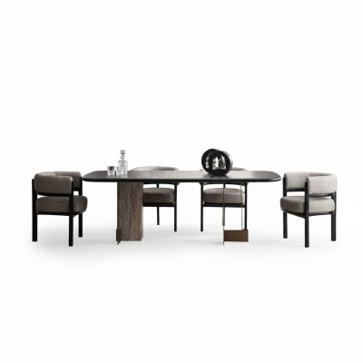 Bruine eetkamerset Luxe eettafel met 6 stoelen 7-delige set