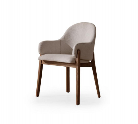 Wit-bruine eetkamerset Moderne eettafel 6x gestoffeerde stoelen 9-delig