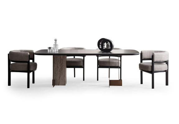Designer eetkamerset, eettafel 6x stoelen dressoir spiegel 9-delig.