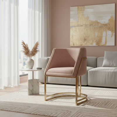 Luxe Beige Roestvrijstalen Eetkamerstoel met Armleuningen Eénpersoons