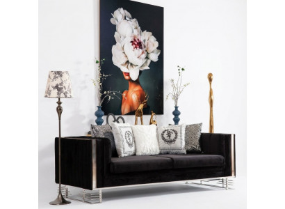 Zwarte design driezits woonkamerbank met metalen frame