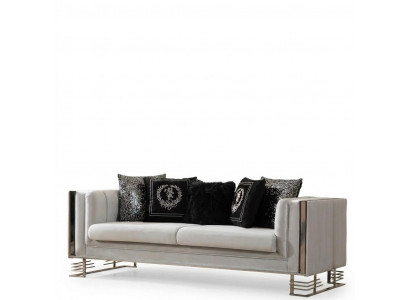 Wit Moderne Stoffen Bank Woonkamer 3-zits Luxe Gestoffeerde Bank.