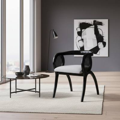 Grijze-zwarte designstoel Luxe eetkamerstoelen voor één persoon