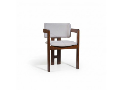 Wit-bruine eetkamerstoel ontwerper gestoffeerde stoel Moderne fauteuil van één persoon.
