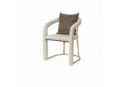 Beige designerstoel Luxe houten frame Ontwerper eetkamerhouten stoelen.