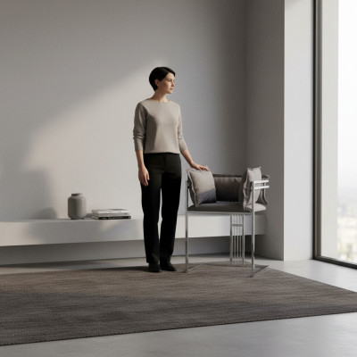Grijze roestvrijstalen stoel Moderne gestoffeerde eetkamerstoelen Barkruk