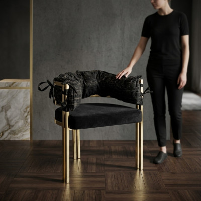 Zwarte metalen stoel Ontwerper eetkamerstoelen Luxe roestvrijstalen stoelen