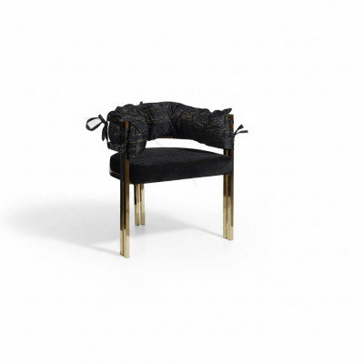 Zwarte metalen stoel Ontwerper eetkamerstoelen Luxe roestvrijstalen stoelen