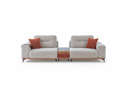 Stijlvolle 3-zitsbank met ingebouwde designtafel voor de woonkamer.