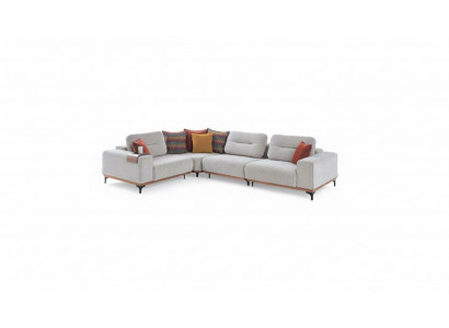 Witte hoekbank Moderne L-vorm Bank Woonkamer Gestoffeerde banken Houten frame