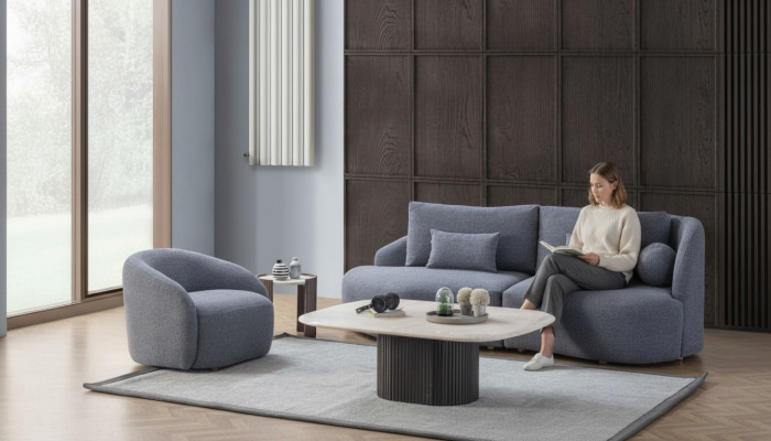 Complete woonkamerset designer driezitsbank fauteuil 2-delig