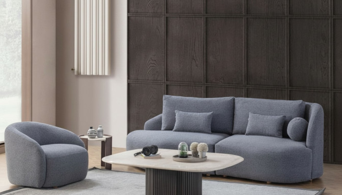Complete woonkamerset designer driezitsbank fauteuil 2-delig