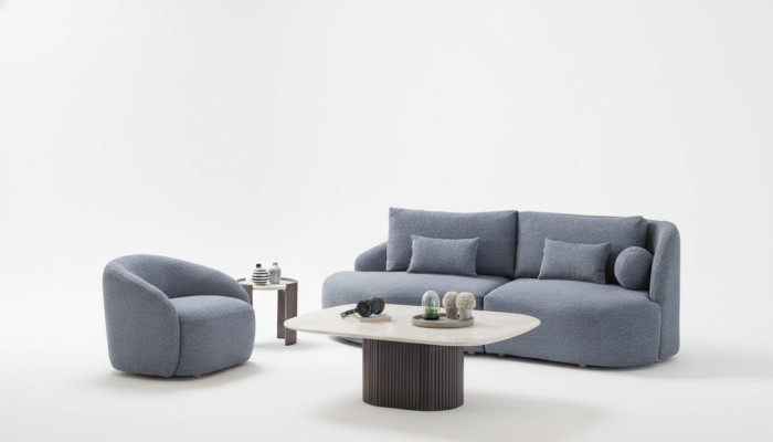 Complete woonkamerset designer driezitsbank fauteuil 2-delig