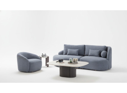 Complete woonkamerset designer driezitsbank fauteuil 2-delig
