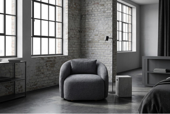 Grijze fauteuil Relaxfauteuil Loungefauteuil Textiel gestoffeerde eenzitter Meubels