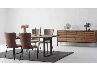 Bruine eetkamerset Luxe rechthoekige eettafel 4x stoelen dressoir