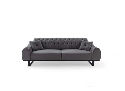Grijze Chesterfield 3-zitsbank met luxe driepersoons designer woonkamerbank.