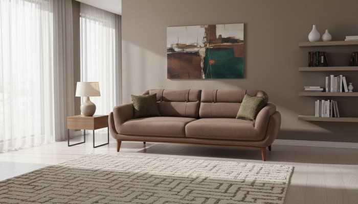 Bruine gestoffeerde driezitsbank 3-zits woonkamersofa's Exclusieve bank