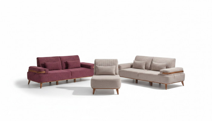 Beige-Roze bankstel Exclusieve driezitter bekleding 3-zitsbank éénzitter