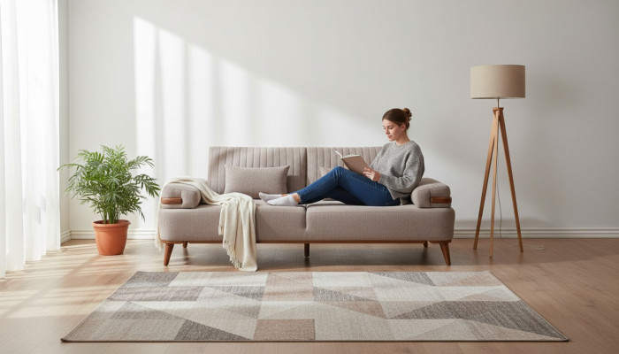 Ontwerper Beige 3-zits bank Woonkamer Houten frame Luxe bankstel