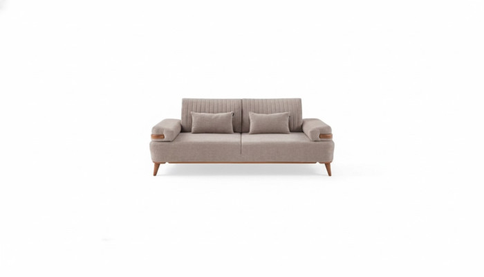 Ontwerper Beige 3-zits bank Woonkamer Houten frame Luxe bankstel