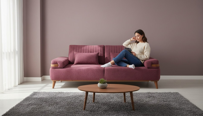 Woonkamer roze 3-zits Moderne driezits luxe gestoffeerde bank