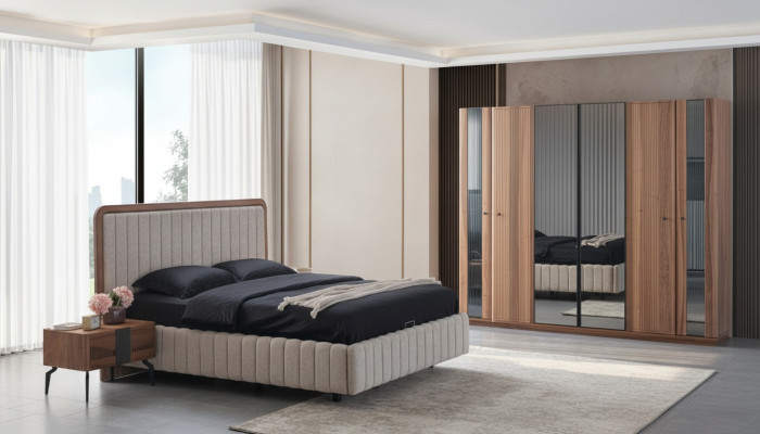 Exclusieve slaapkamerset Bed 2x Nachtkastjes en Kledingkast 4-delig.