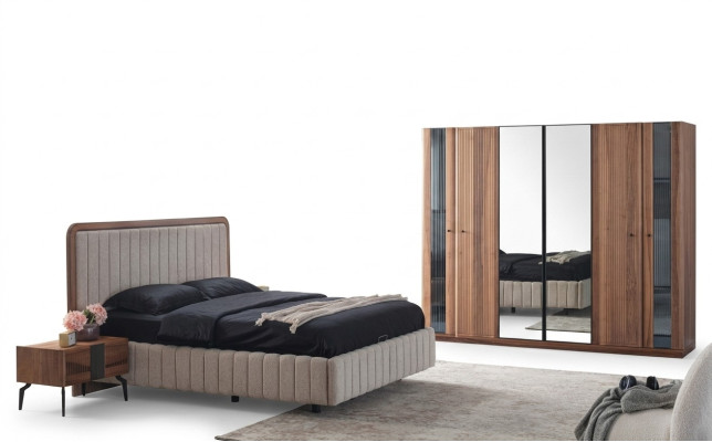 Exclusieve slaapkamerset Bed 2x Nachtkastjes en Kledingkast 4-delig.