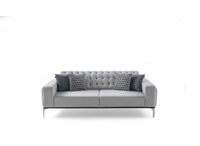 Moderne Chesterfield lichtgrijze 3-zits woonkamer luxe driezitter
