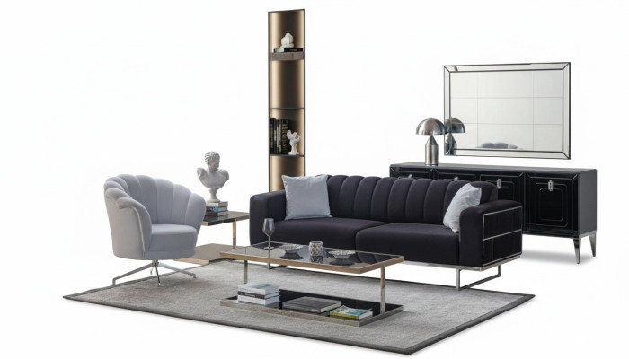 Zitgroep Moderne Stoffen Banken Designer Driepersoonsbank Fauteuil