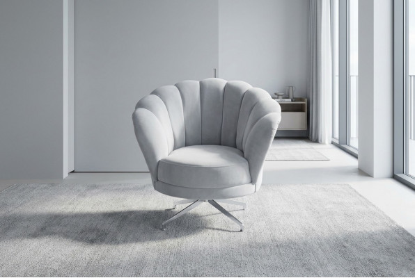 Ontwerper Grijze Fauteuil Woonkamer Luxe Eenpersoons Edelstalen Voeten