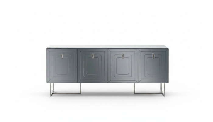 Grijze woonkamer dressoir Luxe houten meubels 4-deurs design commode