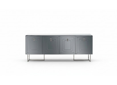 Grijze woonkamer dressoir Luxe houten meubels 4-deurs design commode