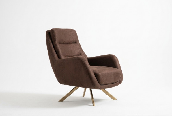 Bruine fluwelen fauteuil Moderne armleuning fauteuil Woonkamer textiel meubels