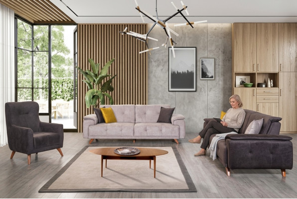 Woonkamer meubels Stijlvolle driezitter 3-zits gestoffeerde fauteuil 3-delig set