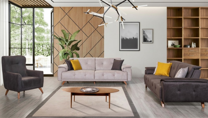 Woonkamer meubels Stijlvolle driezitter 3-zits gestoffeerde fauteuil 3-delig set