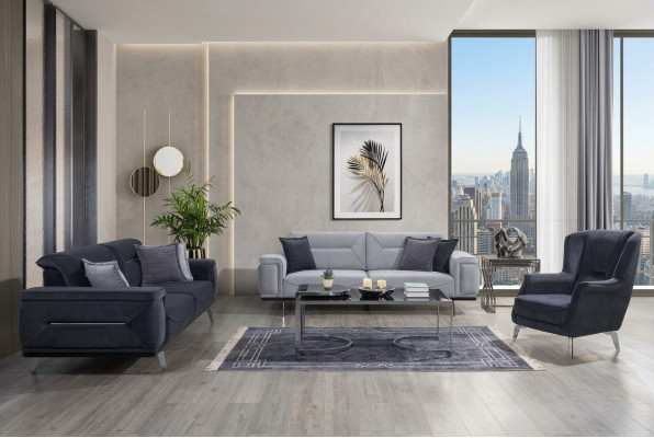 Grijze woonkamerbanken, designerbanken, 3-zits luxe fauteuils