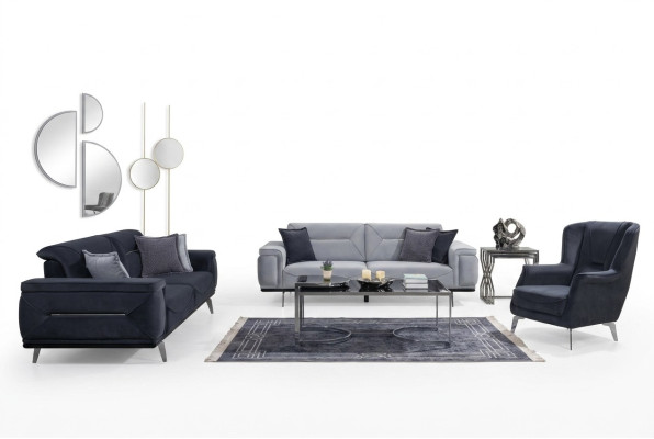 Grijze woonkamerbanken, designerbanken, 3-zits luxe fauteuils