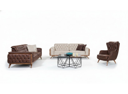 Chesterfield kunstleren bankstel Moderne driezits designerstoel 3-delig