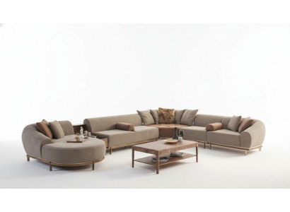 Modern beige hoekbank U-vorm woonlandschap luxe banken voor de woonkamer