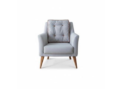 Lichtblauwe woonkamerfauteuil, ontwerpersfauteuil, relaxfauteuil, meubels